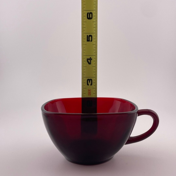 Vintage, Red Square Cups, Charm Ruby Pattern, Set of 2 by Fire King - Picture 7 of 9